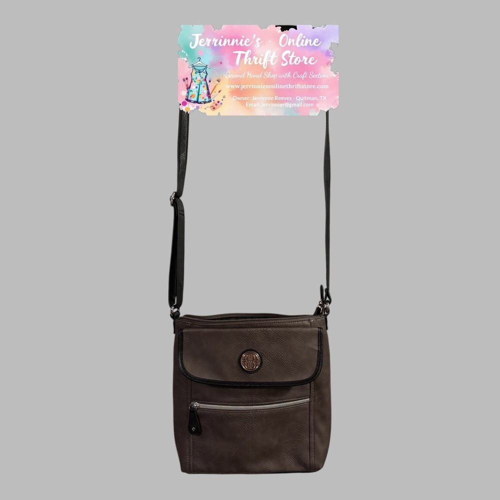 Bueno Brown Pebbled Vegan Leather Crossbody Organizer Bag with Built-in Wallet